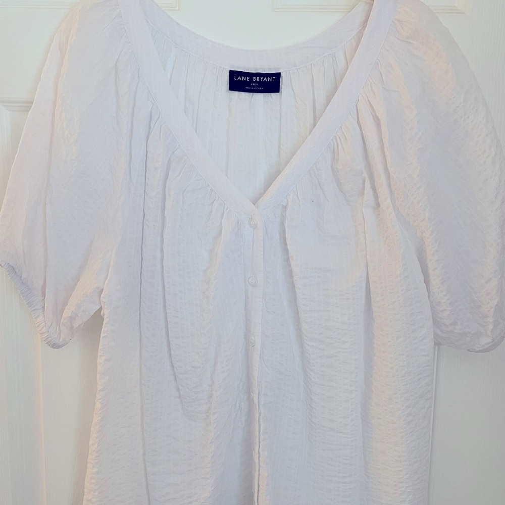 Lane Bryant White Button-Down Blouse
